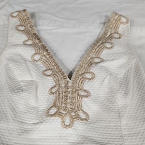 Lilly Pulitzer White Dress with Gold Detailing